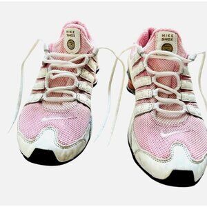 Nike Shox R4 Women Pink White Mesh Sneakers Lightweight Athletic Shoes Size 7.5